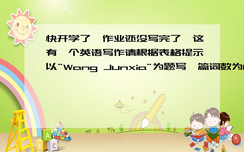 快开学了,作业还没写完了,这有一个英语写作请根据表格提示以“Wang Junxia”为题写一篇词数为80左右介绍著名长跑运动员（long-distance runner)王军霞的短文 王军霞 出生年月：1973年元月19日 出