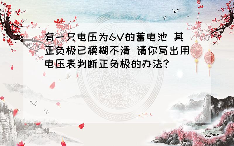 有一只电压为6V的蓄电池 其正负极已模糊不清 请你写出用电压表判断正负极的办法?