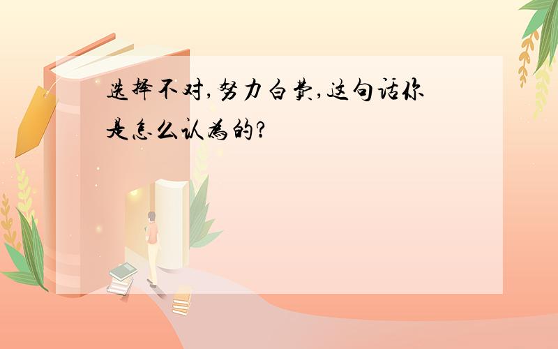 选择不对,努力白费,这句话你是怎么认为的?