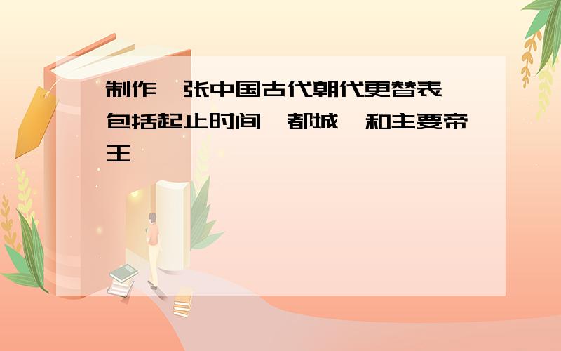 制作一张中国古代朝代更替表,包括起止时间,都城,和主要帝王