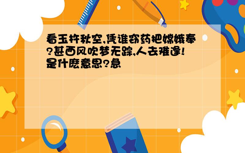 看玉杵秋空,凭谁窃药把嫦娥奉?甚西风吹梦无踪,人去难逢!是什麽意思?急