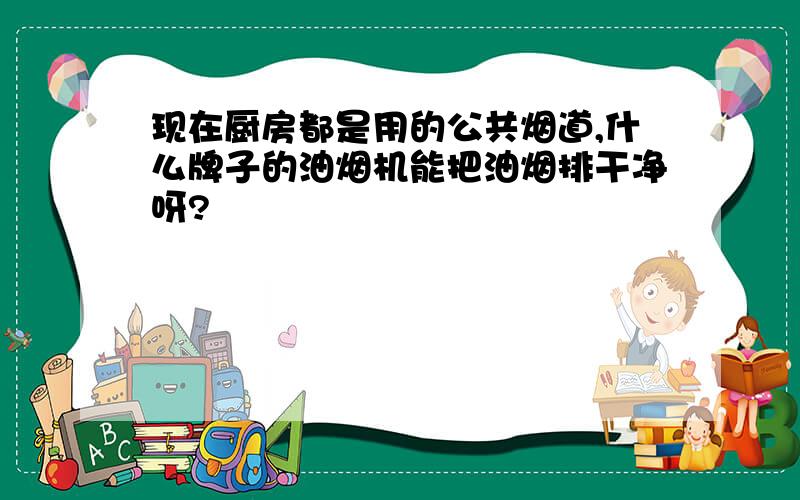 现在厨房都是用的公共烟道,什么牌子的油烟机能把油烟排干净呀?