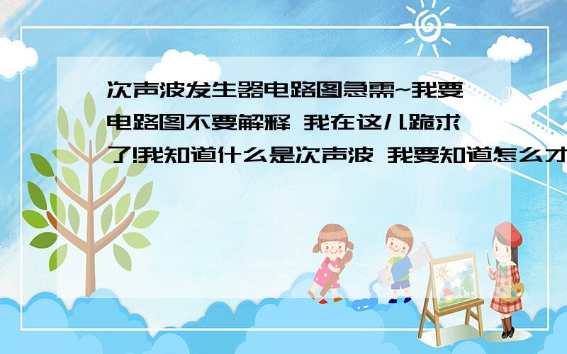 次声波发生器电路图急需~我要电路图不要解释 我在这儿跪求了!我知道什么是次声波 我要知道怎么才能制造次声波?我说了不要名词解释