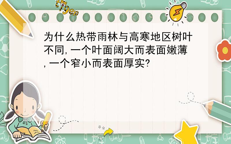 为什么热带雨林与高寒地区树叶不同,一个叶面阔大而表面嫩薄,一个窄小而表面厚实?