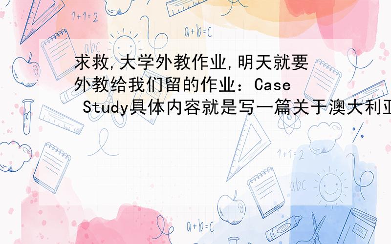 求救,大学外教作业,明天就要外教给我们留的作业：Case Study具体内容就是写一篇关于澳大利亚大学的文章需要写的学校：澳大利亚国立大学要求：有5个问题需要回答，Question 1:What year was this