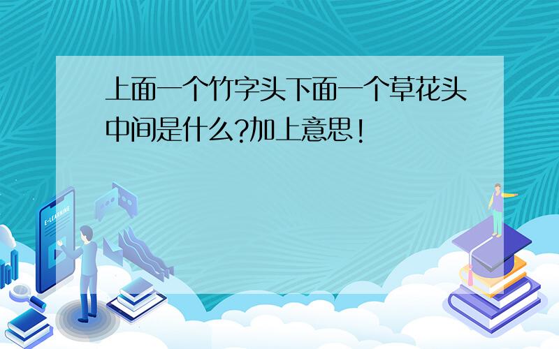 上面一个竹字头下面一个草花头中间是什么?加上意思!