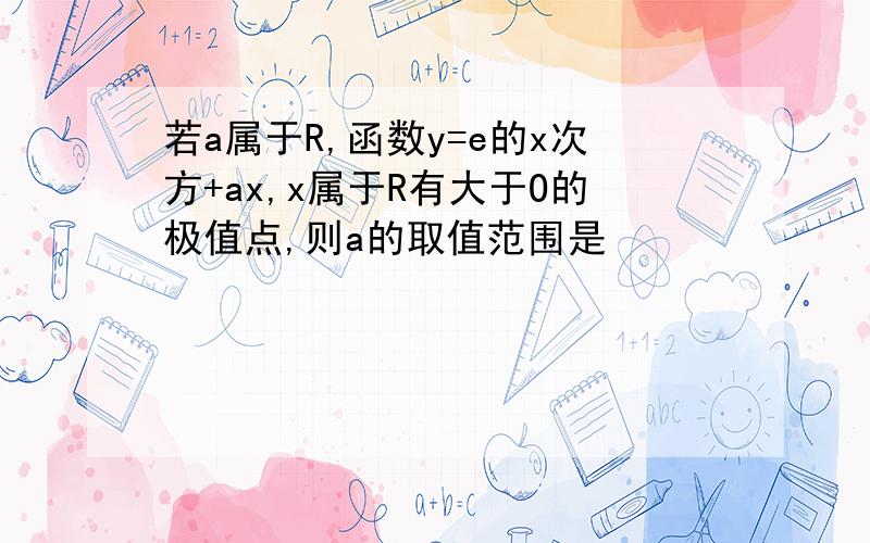 若a属于R,函数y=e的x次方+ax,x属于R有大于O的极值点,则a的取值范围是