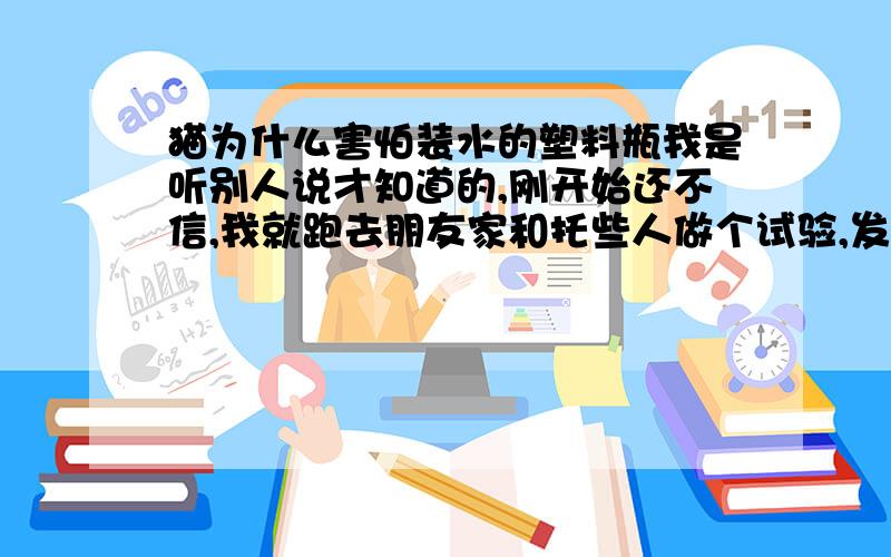 猫为什么害怕装水的塑料瓶我是听别人说才知道的,刚开始还不信,我就跑去朋友家和托些人做个试验,发现到真的是这样,不过到底是韦什么呢?不是我家的猫,我是找别人的猫做的实验.还有请不