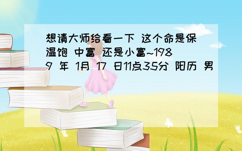 想请大师给看一下 这个命是保温饱 中富 还是小富~1989 年 1月 17 日11点35分 阳历 男