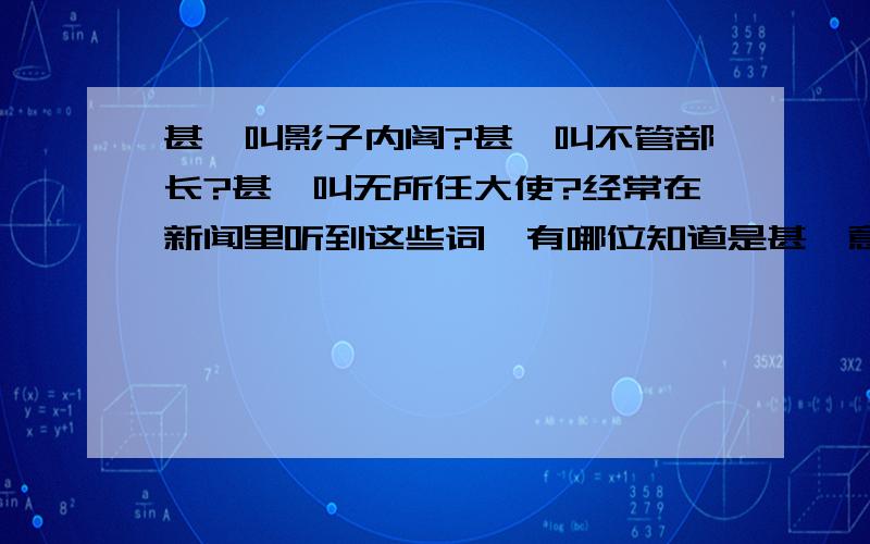 甚麼叫影子内阁?甚麼叫不管部长?甚麼叫无所任大使?经常在新闻里听到这些词,有哪位知道是甚麼意思吗?