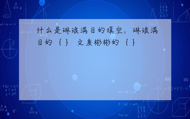 什么是琳琅满目的填空：琳琅满目的｛ ｝ 文质彬彬的｛ ｝