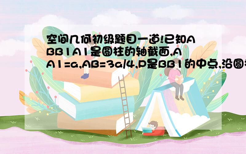 空间几何初级题目一道!已知ABB1A1是圆柱的轴截面,AA1=a,AB=3a/4,P是BB1的中点,沿圆柱的侧面从A1拉一根绳子到P,求绳子的最短长度.