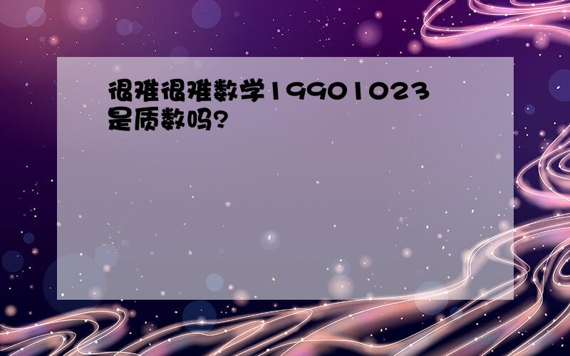 很难很难数学19901023是质数吗?