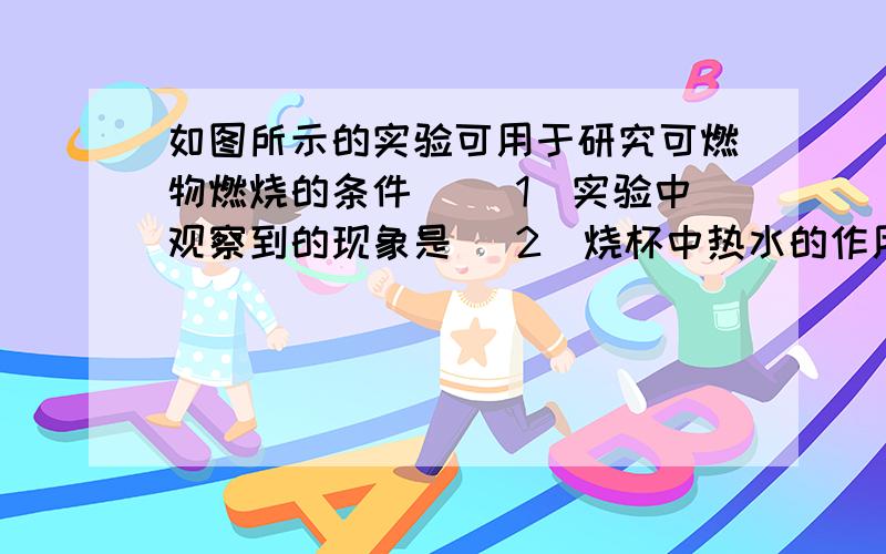 如图所示的实验可用于研究可燃物燃烧的条件． （1）实验中观察到的现象是 （2）烧杯中热水的作用是（3）本实验运用了对比的实验方法,铜片上的白磷与红磷对比,能得出可燃物燃烧的条件