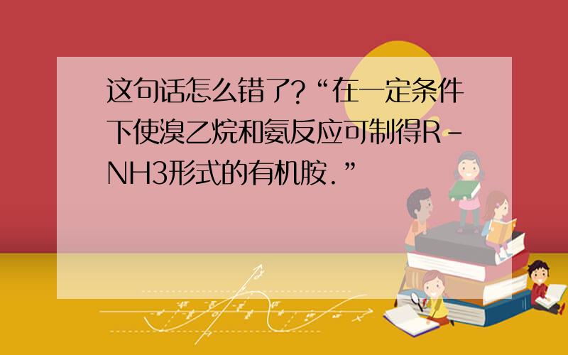 这句话怎么错了?“在一定条件下使溴乙烷和氨反应可制得R-NH3形式的有机胺.”