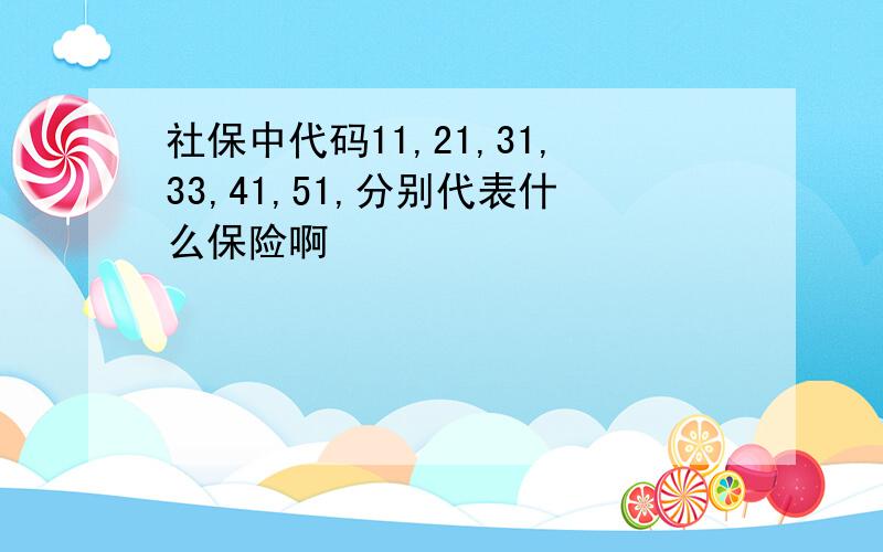 社保中代码11,21,31,33,41,51,分别代表什么保险啊