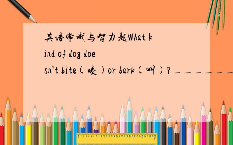 英语常识与智力题What kind of dog doesn't bite(咬)or bark(叫)?____________