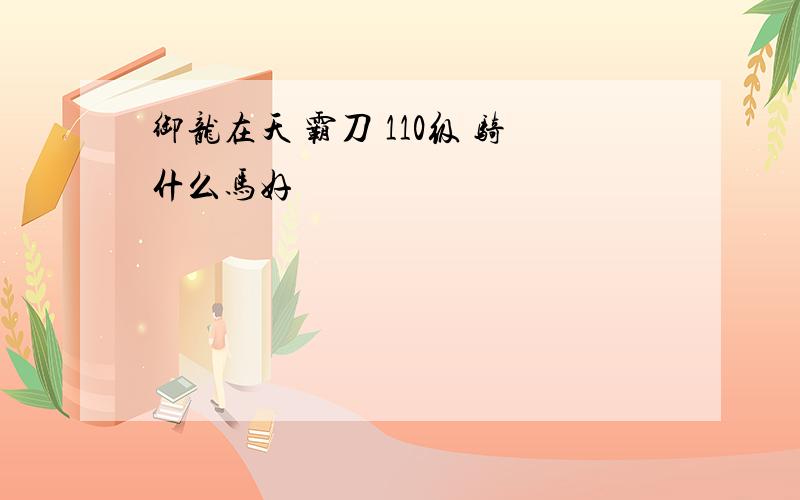 御龙在天 霸刀 110级 骑什么马好