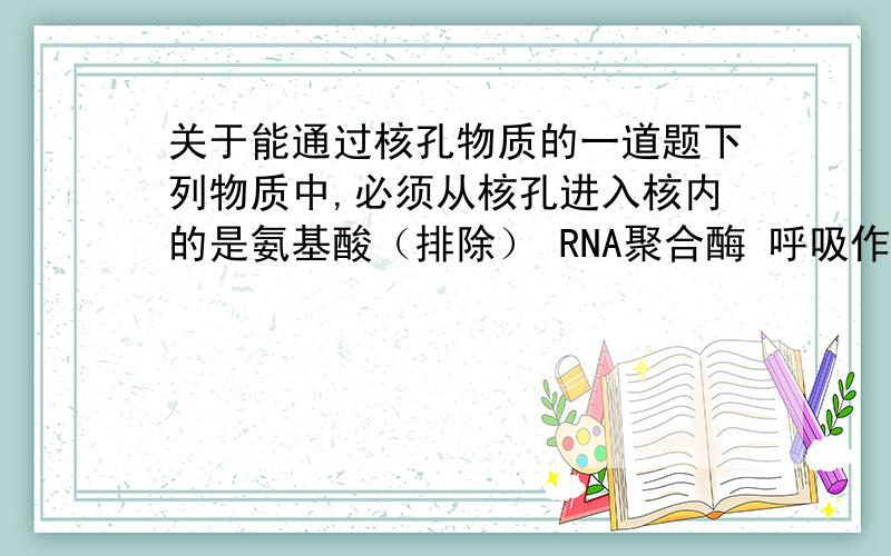 关于能通过核孔物质的一道题下列物质中,必须从核孔进入核内的是氨基酸（排除） RNA聚合酶 呼吸作用酶 葡萄糖（排除）请解释下原因