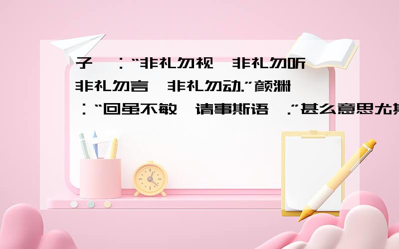 子曰：“非礼勿视,非礼勿听,非礼勿言,非礼勿动.”颜渊曰：“回虽不敏,请事斯语矣.”甚么意思尤其是颜渊说的