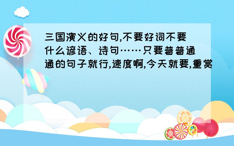 三国演义的好句,不要好词不要什么谚语、诗句……只要普普通通的句子就行,速度啊,今天就要,重赏