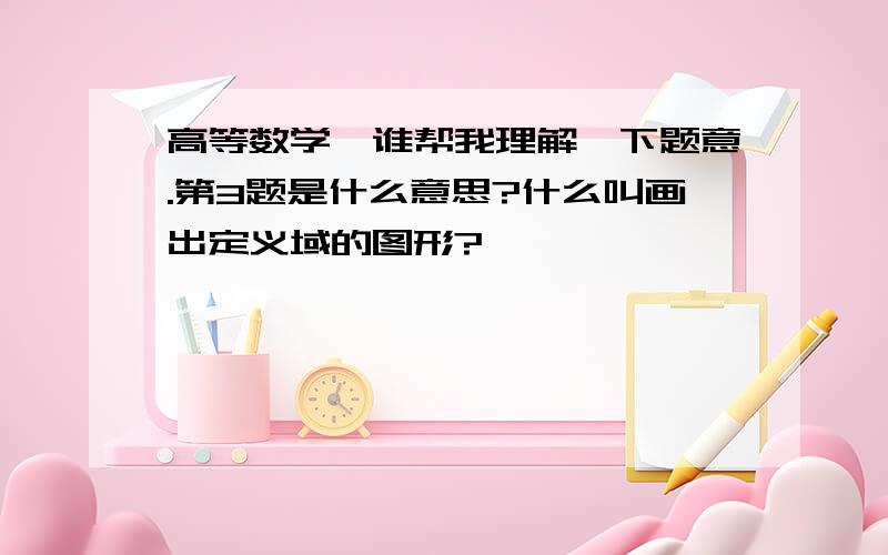 高等数学,谁帮我理解一下题意.第3题是什么意思?什么叫画出定义域的图形?