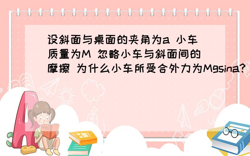 设斜面与桌面的夹角为a 小车质量为M 忽略小车与斜面间的摩擦 为什么小车所受合外力为Mgsina?