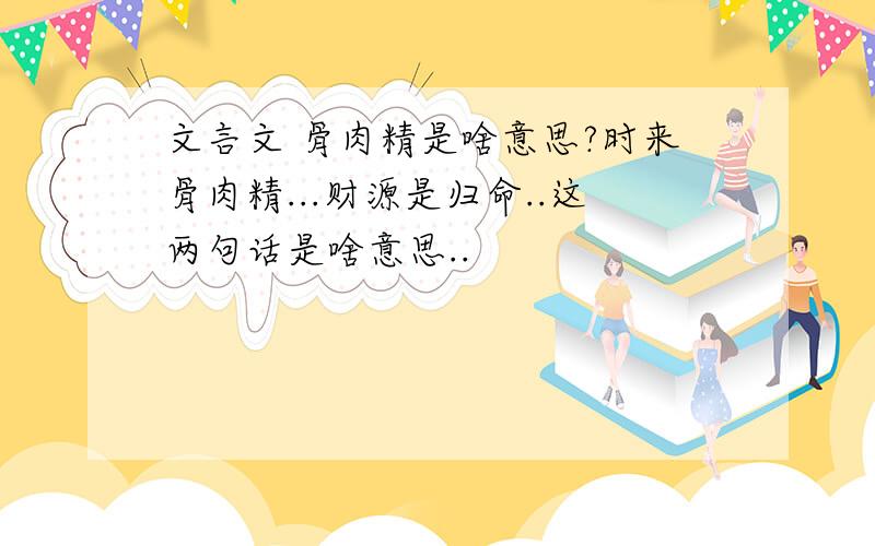 文言文 骨肉精是啥意思?时来骨肉精...财源是归命..这两句话是啥意思..