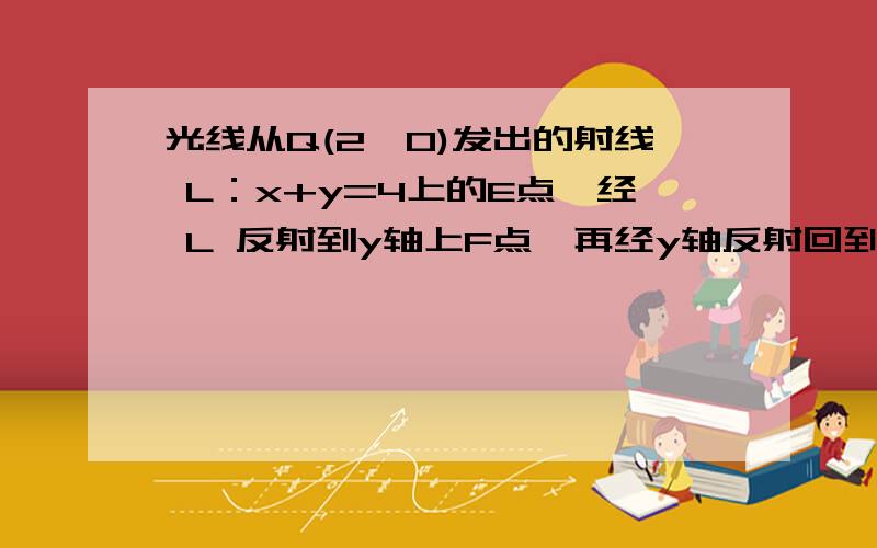 光线从Q(2,0)发出的射线 L：x+y=4上的E点,经 L 反射到y轴上F点,再经y轴反射回到Q点,求直线 EF 的方程.