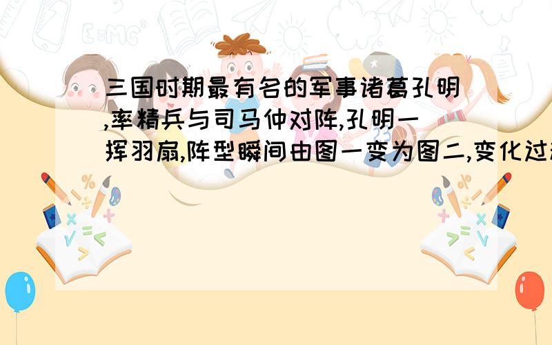 三国时期最有名的军事诸葛孔明,率精兵与司马仲对阵,孔明一挥羽扇,阵型瞬间由图一变为图二,变化过程中只移动3名士兵而已,你知道其中的奥秘吗?