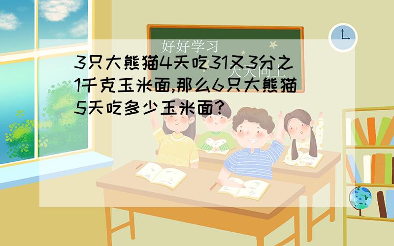 3只大熊猫4天吃31又3分之1千克玉米面,那么6只大熊猫5天吃多少玉米面?