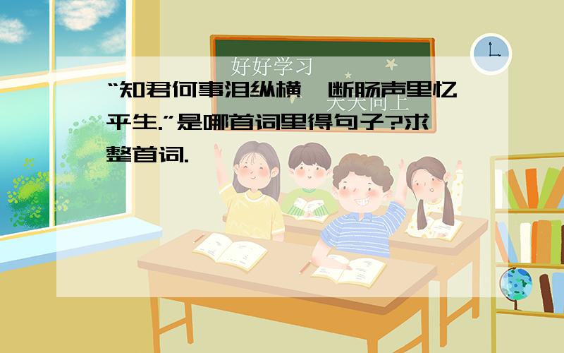 “知君何事泪纵横,断肠声里忆平生.”是哪首词里得句子?求整首词.