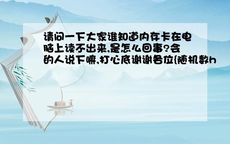 请问一下大家谁知道内存卡在电脑上读不出来,是怎么回事?会的人说下嘛,打心底谢谢各位{随机数h