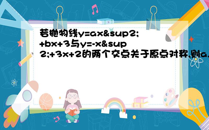 若抛物线y=ax²+bx+3与y=-x²+3x+2的两个交点关于原点对称,则a,b分别为___________