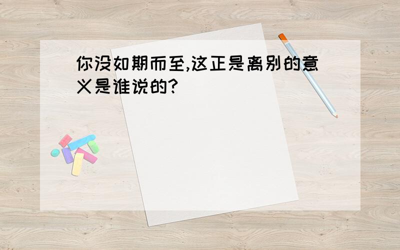 你没如期而至,这正是离别的意义是谁说的?