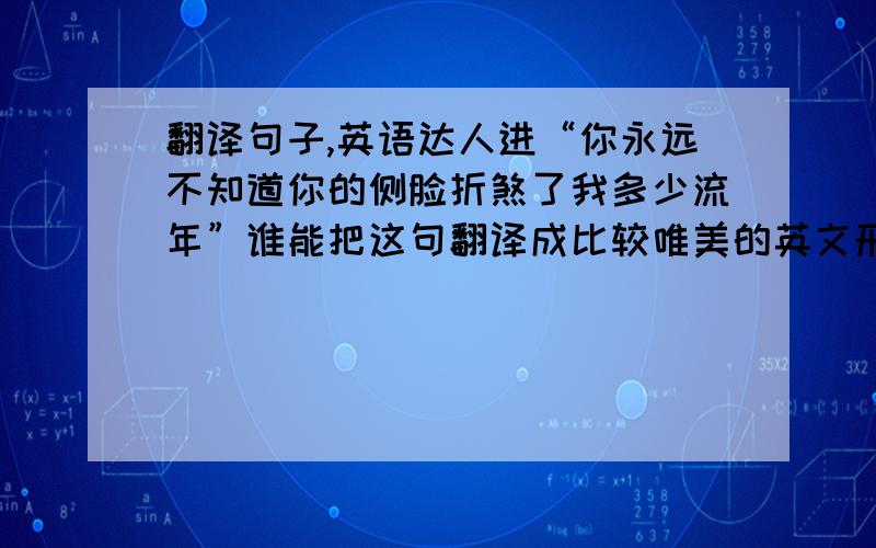 翻译句子,英语达人进“你永远不知道你的侧脸折煞了我多少流年”谁能把这句翻译成比较唯美的英文形式