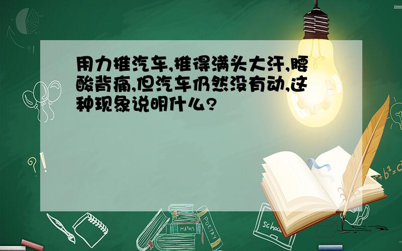 用力推汽车,推得满头大汗,腰酸背痛,但汽车仍然没有动,这种现象说明什么?