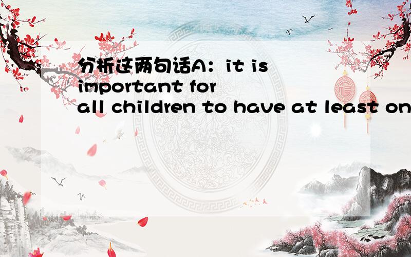 分析这两句话A：it is important for all children to have at least one adult whom they can form a loving,trusting relationship withB:it is important for all chirdren to have at least one adult with whom they can form a loving,trusting relationsh