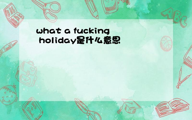 what a fucking holiday是什么意思