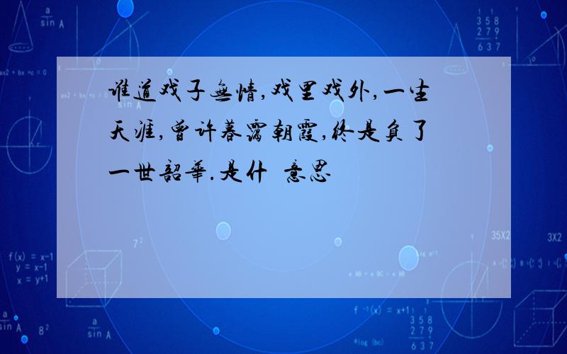 谁道戏子无情,戏里戏外,一生天涯,曾许暮霭朝霞,终是负了一世韶华.是什麼意思