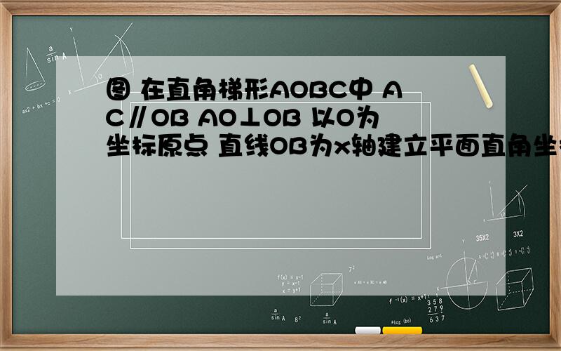 图 在直角梯形AOBC中 AC∥OB AO⊥OB 以O为坐标原点 直线OB为x轴建立平面直角坐标系 线段AO AC的长是方程..