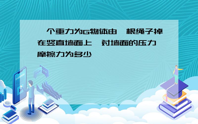 一个重力为G物体由一根绳子掉在竖直墙面上,对墙面的压力、摩擦力为多少