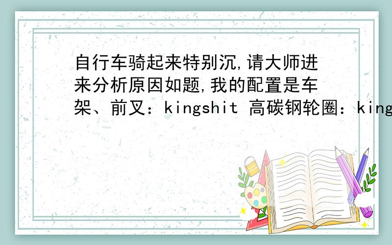 自行车骑起来特别沉,请大师进来分析原因如题,我的配置是车架、前叉：kingshit 高碳钢轮圈：kingshit 铝合金花鼓：sunshine珠档内外胎：compass 700c*23 齿比：单速44/18车总重11.7kg左右骑朋友的捷安