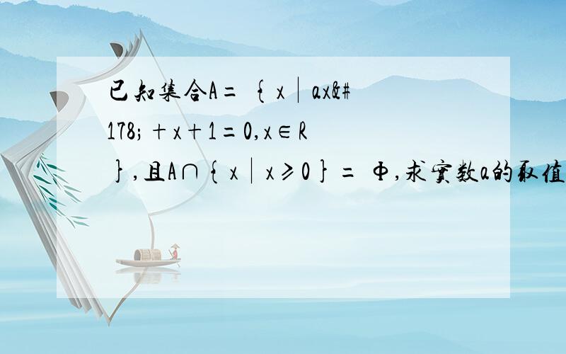 已知集合A= {x∣ax²+x+1=0,x∈R},且A∩{x∣x≥0}= Ф,求实数a的取值范围.