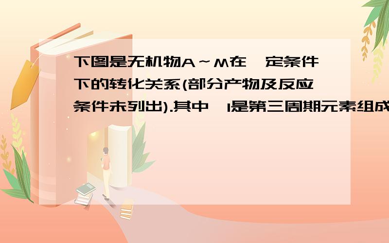 下图是无机物A～M在一定条件下的转化关系(部分产物及反应条件未列出).其中,I是第三周期元素组成的单质中熔点最高的金属,K是一种气体(2)在反应⑦中氧化剂与还原剂的物质的量之比为_______