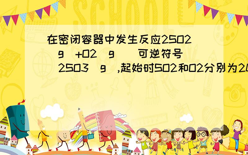 在密闭容器中发生反应2SO2(g)+O2(g)（可逆符号)2SO3（g）,起始时SO2和O2分别为20mol和10mol,达到平衡时,SO2的转化率为80%,若从SO3开始进行反应,在相同的条件下,欲使平衡时各成分的体积分数与前者相