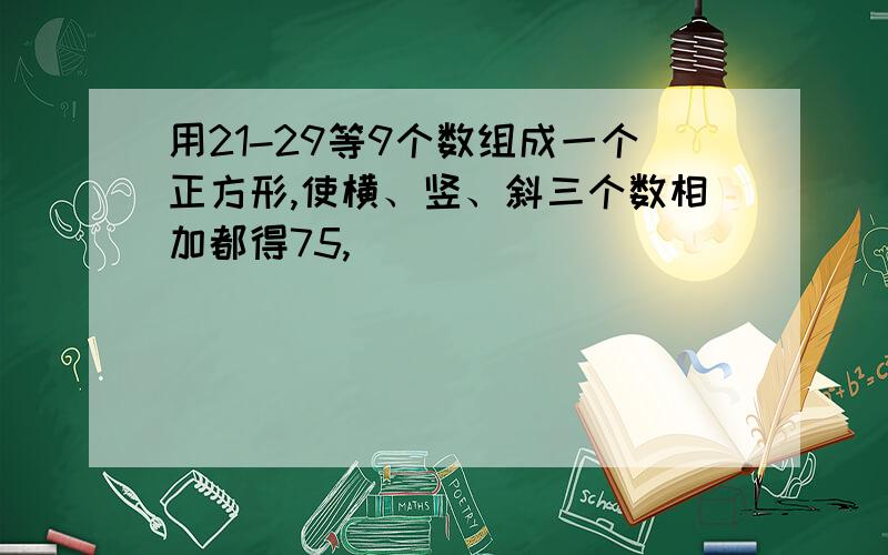 用21-29等9个数组成一个正方形,使横、竖、斜三个数相加都得75,