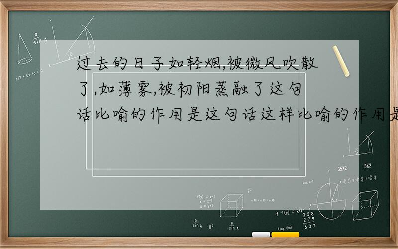 过去的日子如轻烟,被微风吹散了,如薄雾,被初阳蒸融了这句话比喻的作用是这句话这样比喻的作用是