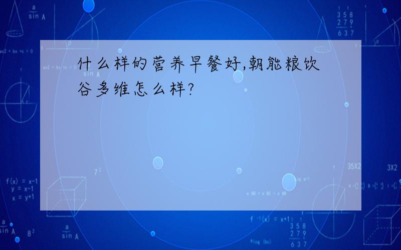 什么样的营养早餐好,朝能粮饮谷多维怎么样?