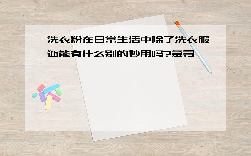 洗衣粉在日常生活中除了洗衣服还能有什么别的妙用吗?急寻